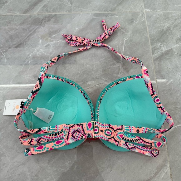 Women’s Shade & Shore Light Lift Push Up Halter Tassel Bikini Swimsuit Top 34DD - Picture 6 of 16